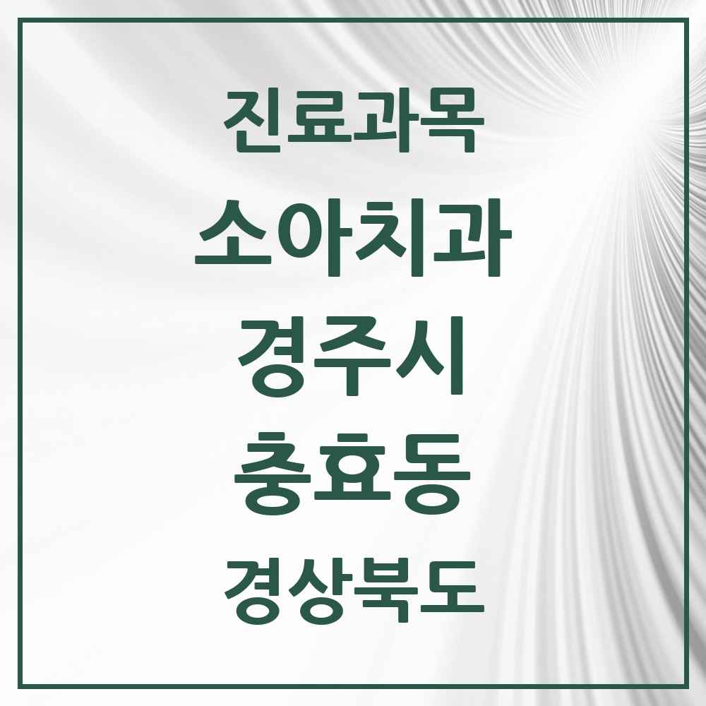 2025 경상북도 경주시 충효동 소아치과 목록 1곳
