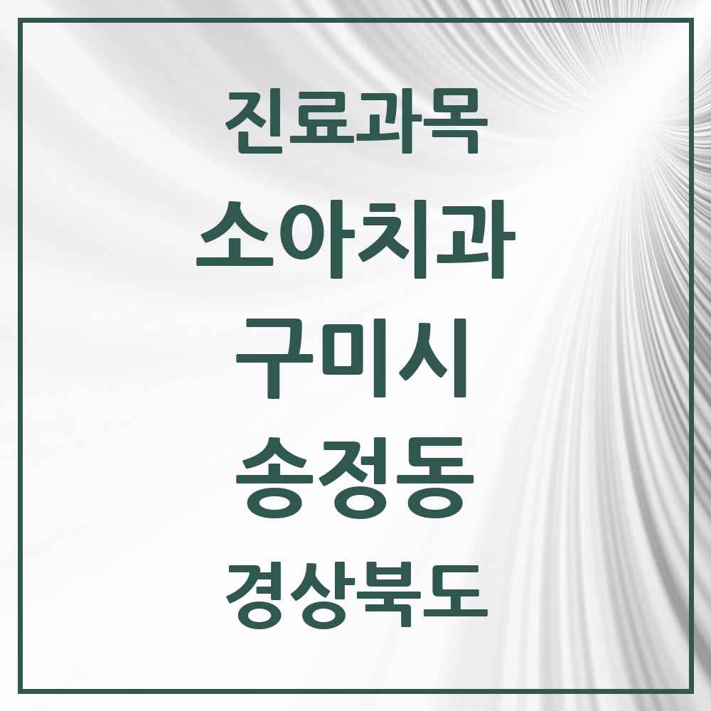 2025 경상북도 구미시 송정동 소아치과 목록 1곳
