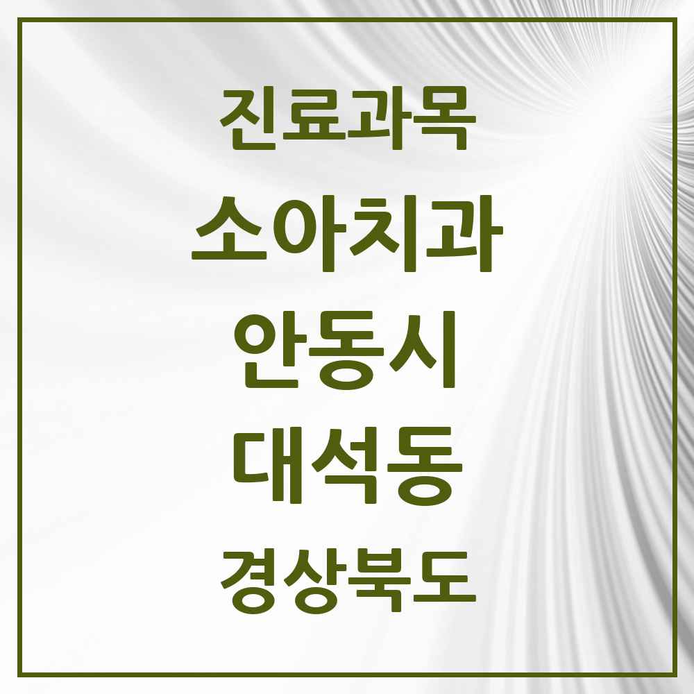 2025 경상북도 안동시 대석동 소아치과 목록 1곳