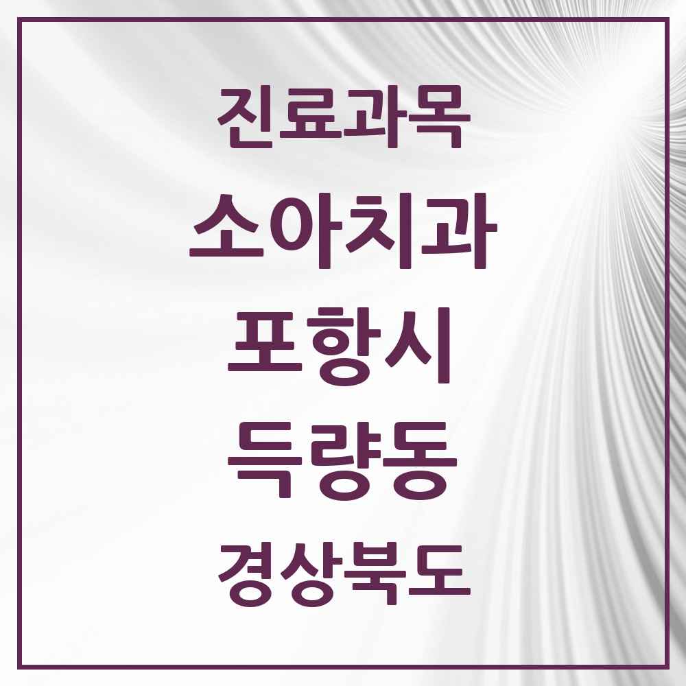 2025 경상북도 포항시 득량동 소아치과 목록 2곳