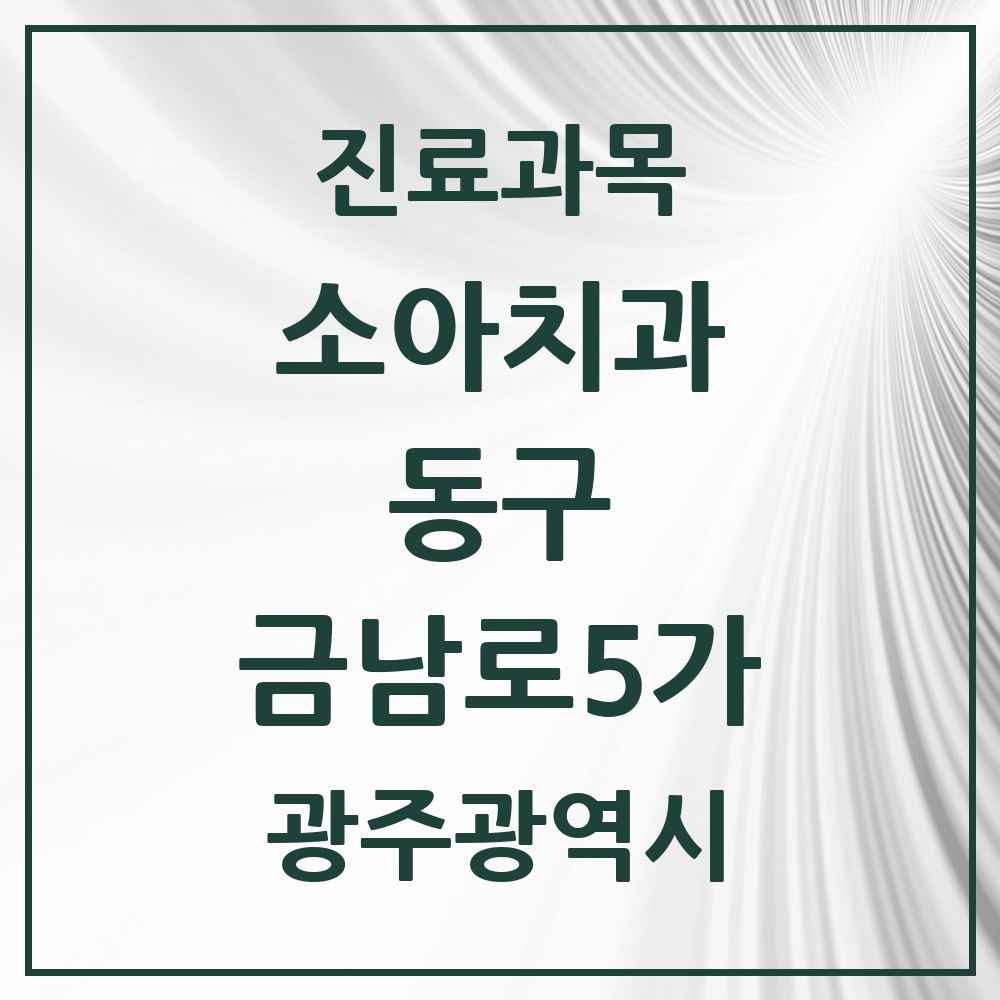 2025 광주광역시 동구 금남로5가 소아치과 목록 2곳