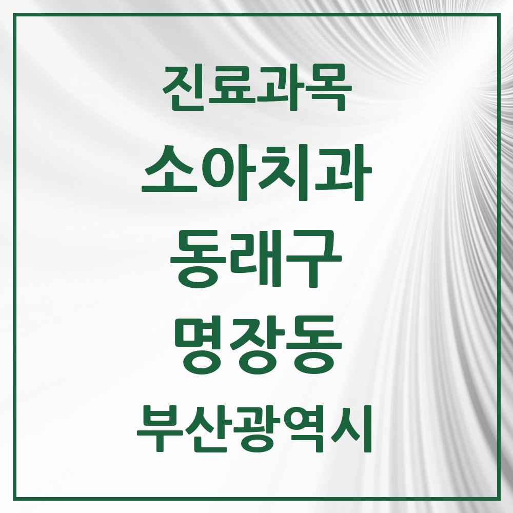 2025 부산광역시 동래구 명장동 소아치과 목록 5곳