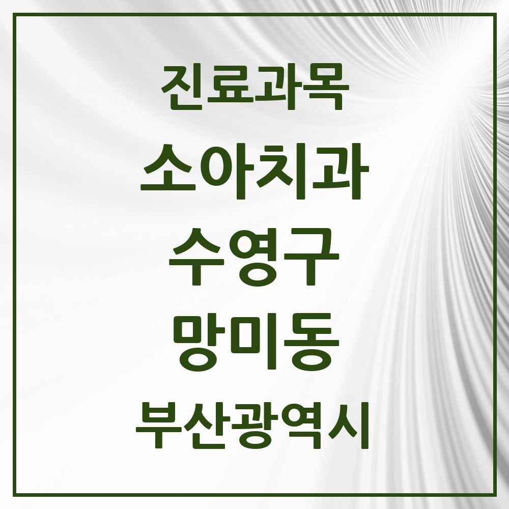 2025 부산광역시 수영구 망미동 소아치과 목록 4곳