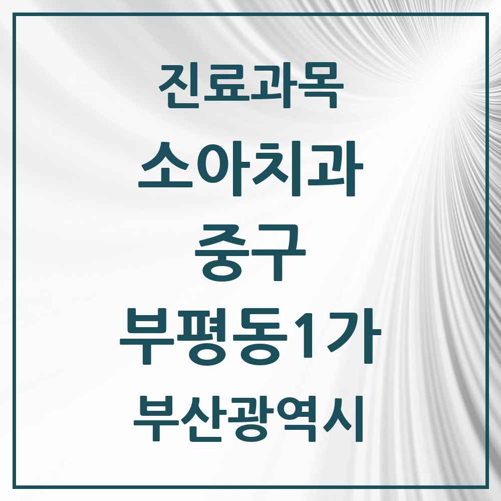 2025 부산광역시 중구 부평동1가 소아치과 목록 1곳