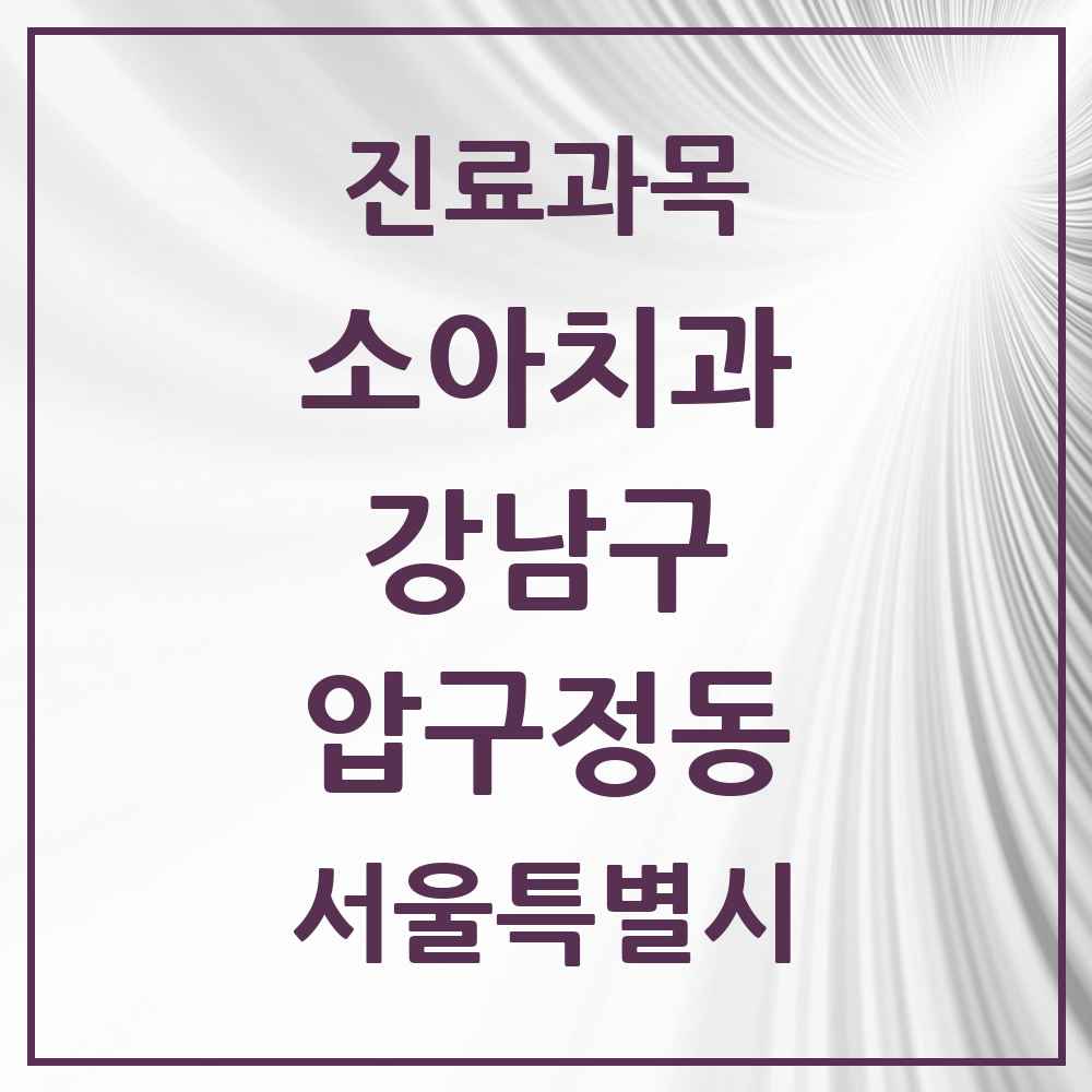 2025 서울특별시 강남구 압구정동 소아치과 목록 2곳