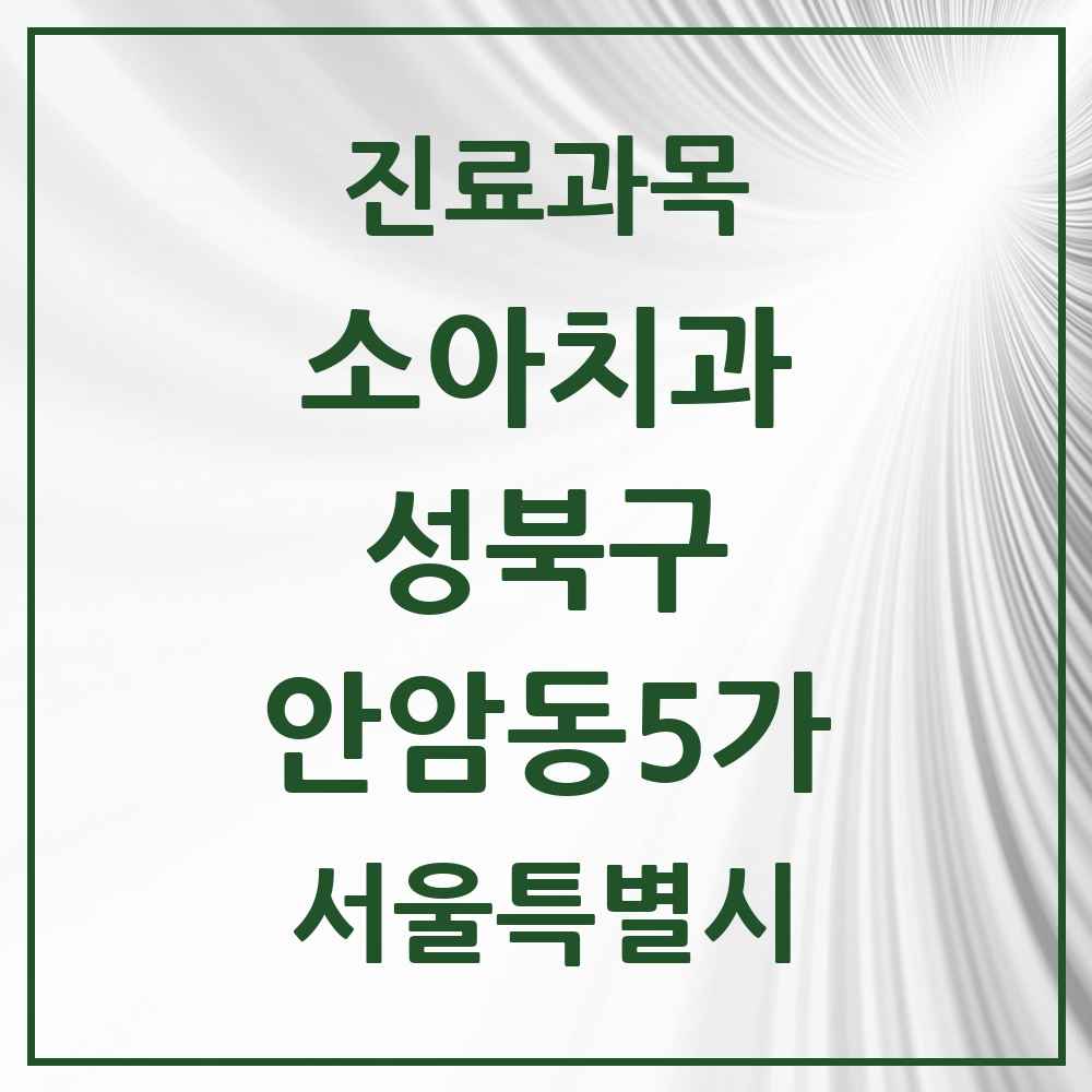 2025 서울특별시 성북구 안암동5가 소아치과 목록 4곳