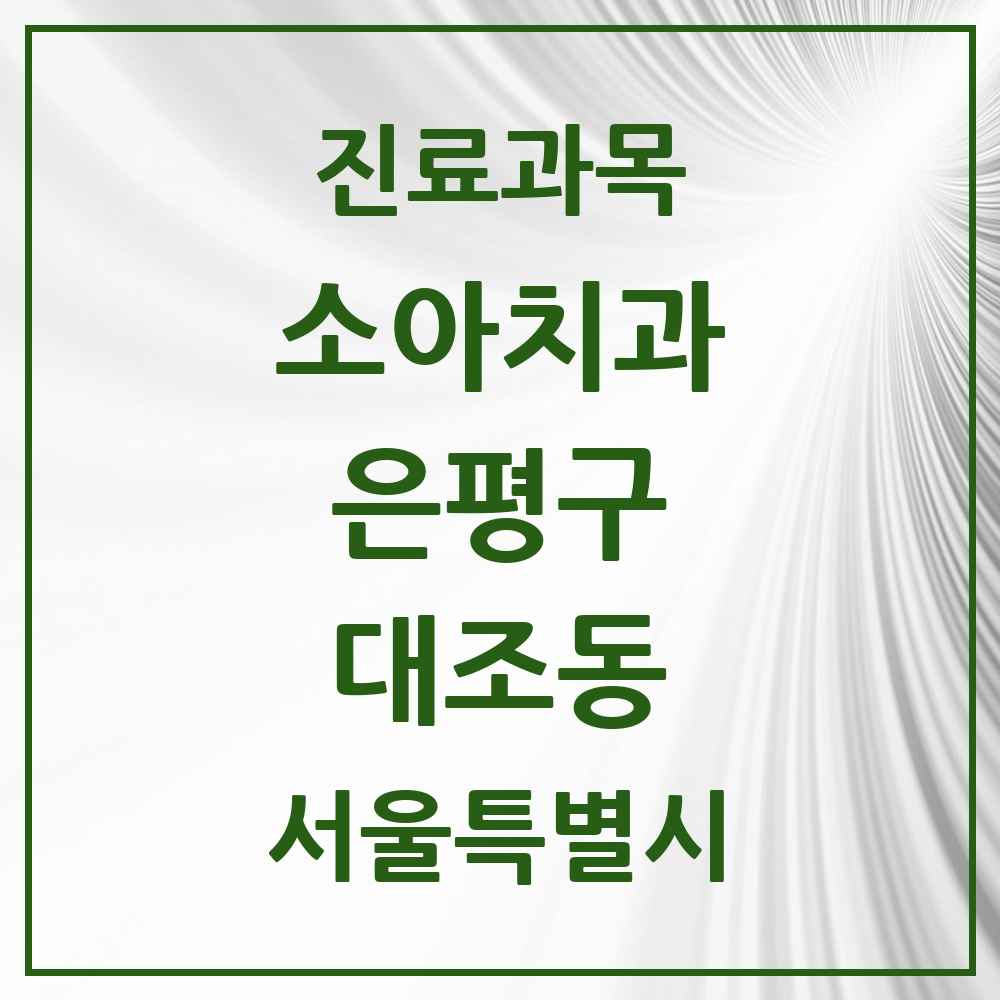 2025 서울특별시 은평구 대조동 소아치과 목록 14곳