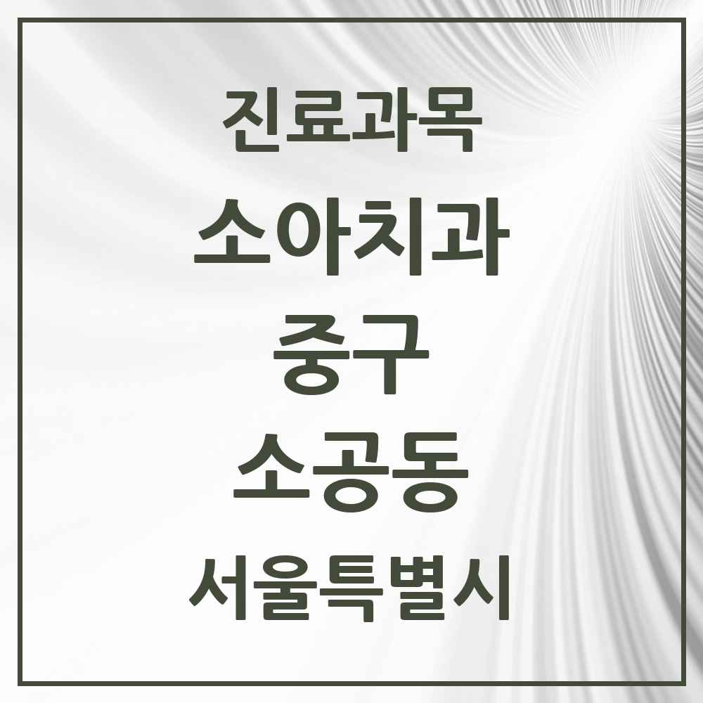 2025 서울특별시 중구 소공동 소아치과 목록 1곳