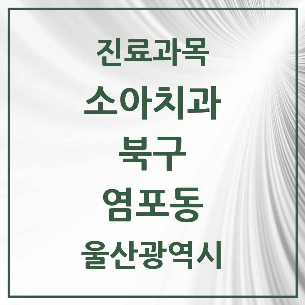 2025 울산광역시 북구 염포동 소아치과 목록 1곳