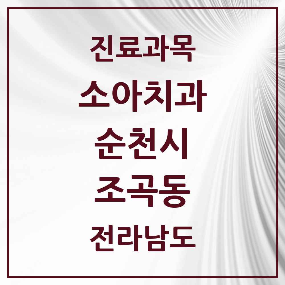 2025 전라남도 순천시 조곡동 소아치과 목록 1곳
