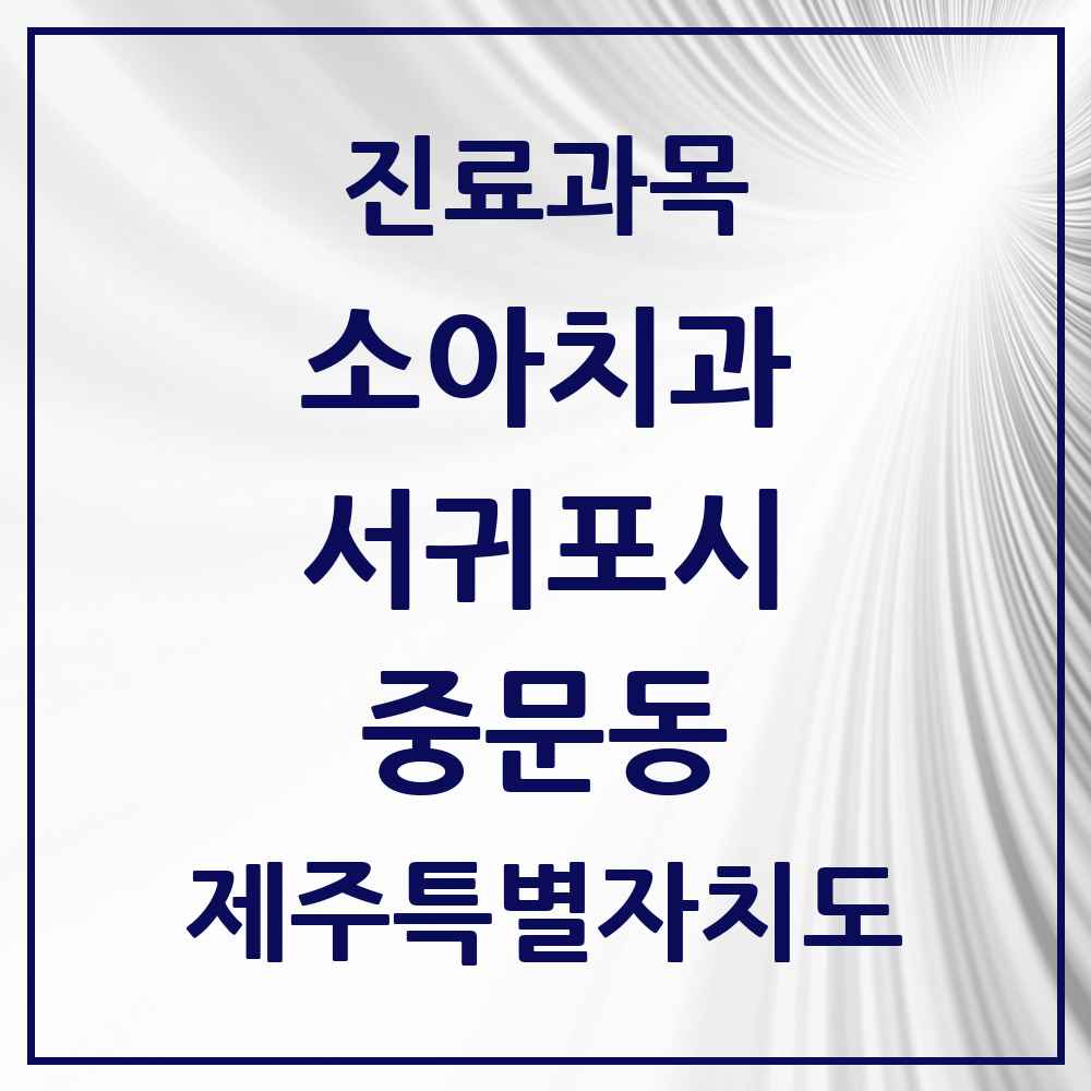 2025 제주특별자치도 서귀포시 중문동 소아치과 목록 1곳