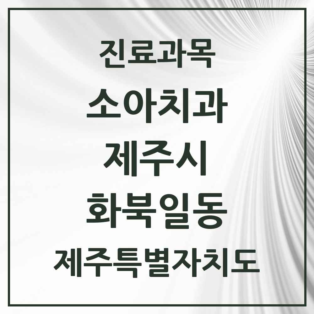 2025 제주특별자치도 제주시 화북일동 소아치과 목록 4곳