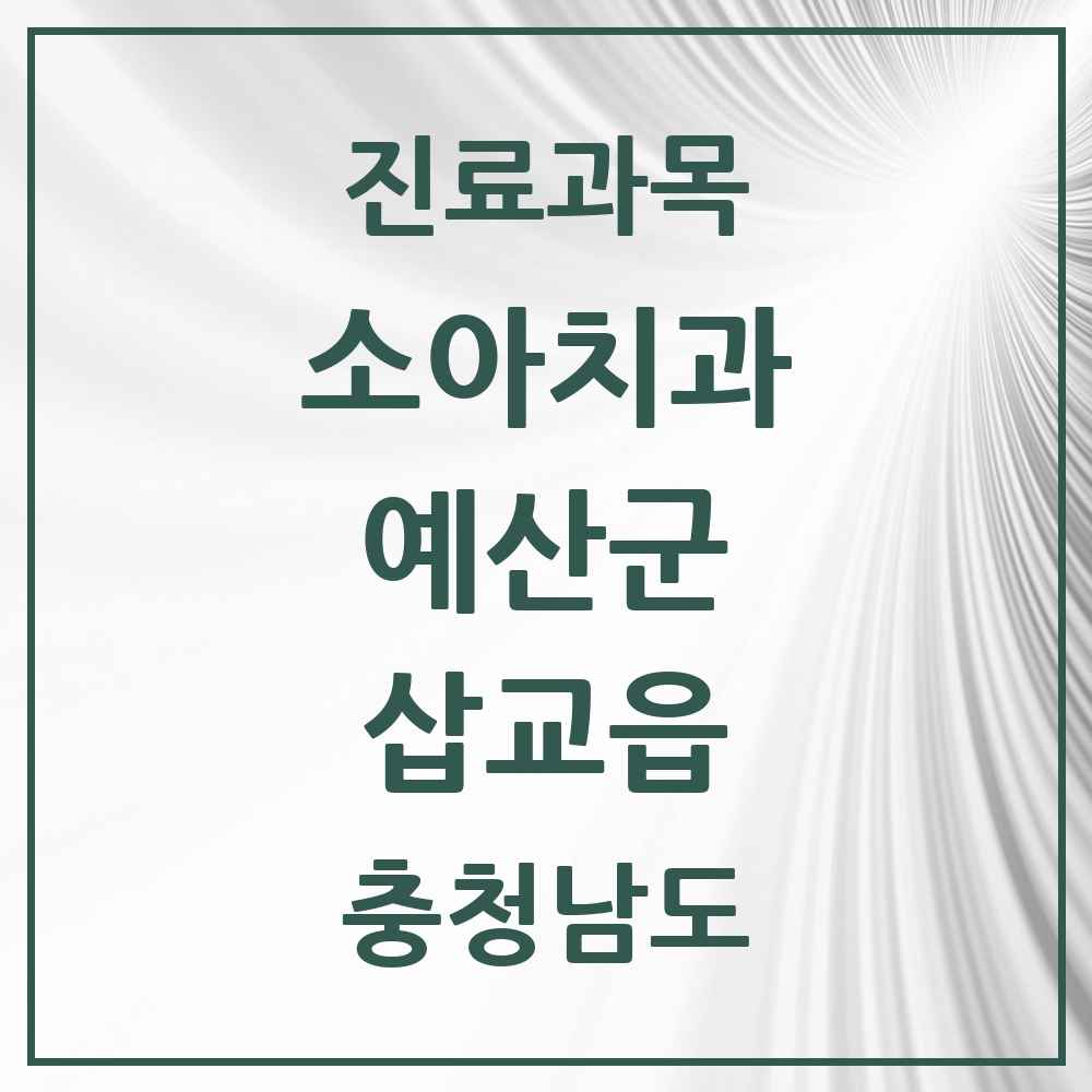 2025 충청남도 예산군 삽교읍 소아치과 목록 1곳