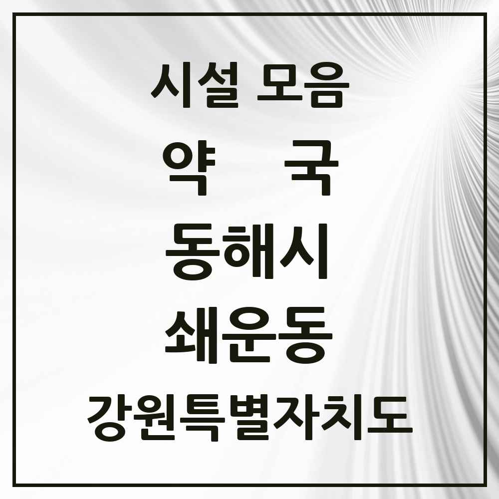 2025 강원특별자치도 동해시 쇄운동 약국 목록 2곳
