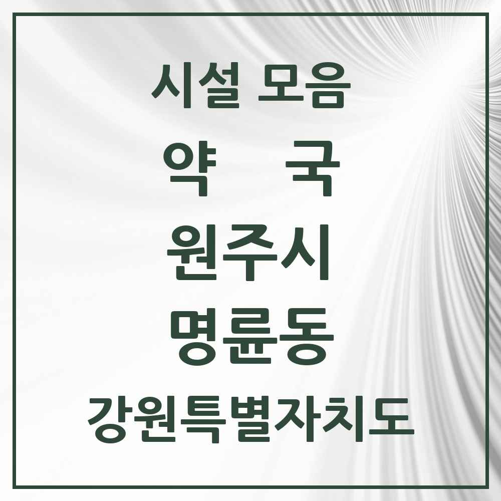 2025 강원특별자치도 원주시 명륜동 약국 목록 6곳