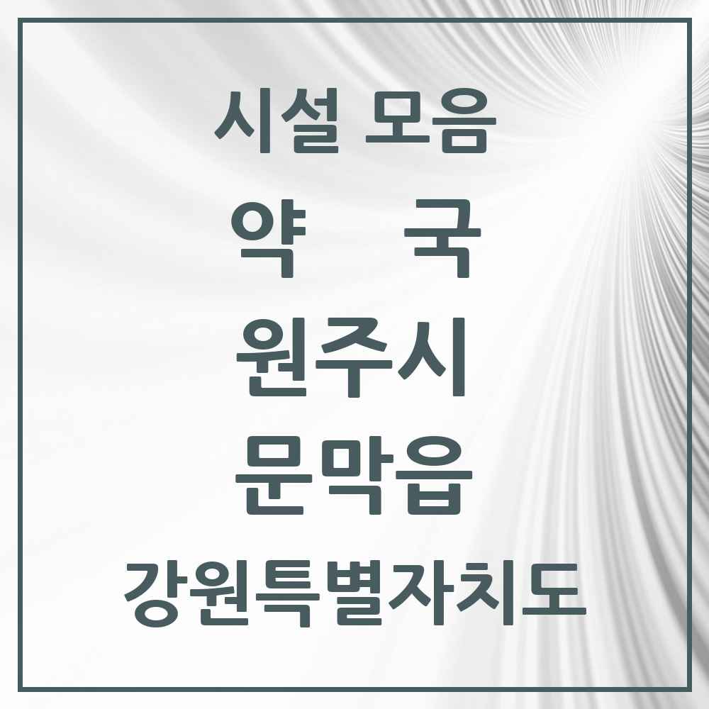 2025 강원특별자치도 원주시 문막읍 약국 목록 9곳