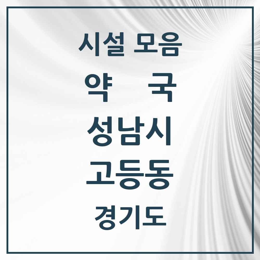 2025 경기도 성남시 고등동 약국 목록 3곳