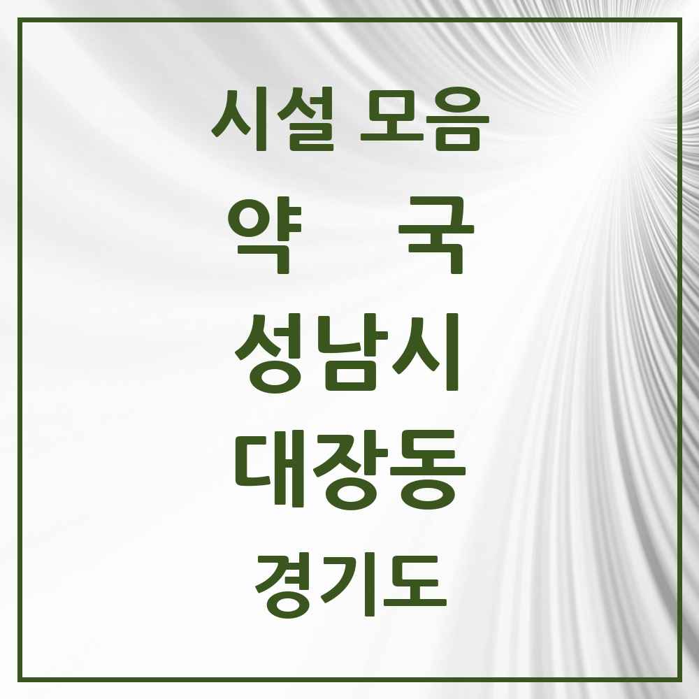 2025 경기도 성남시 대장동 약국 목록 3곳