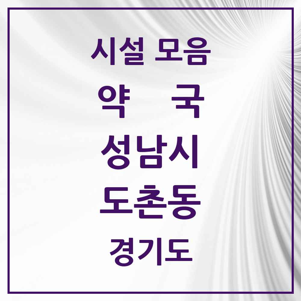 2025 경기도 성남시 도촌동 약국 목록 3곳