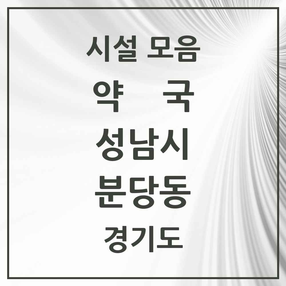 2025 경기도 성남시 분당동 약국 목록 3곳