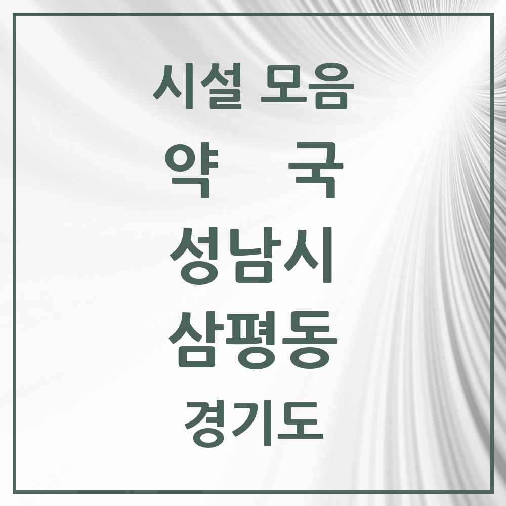 2025 경기도 성남시 삼평동 약국 목록 21곳