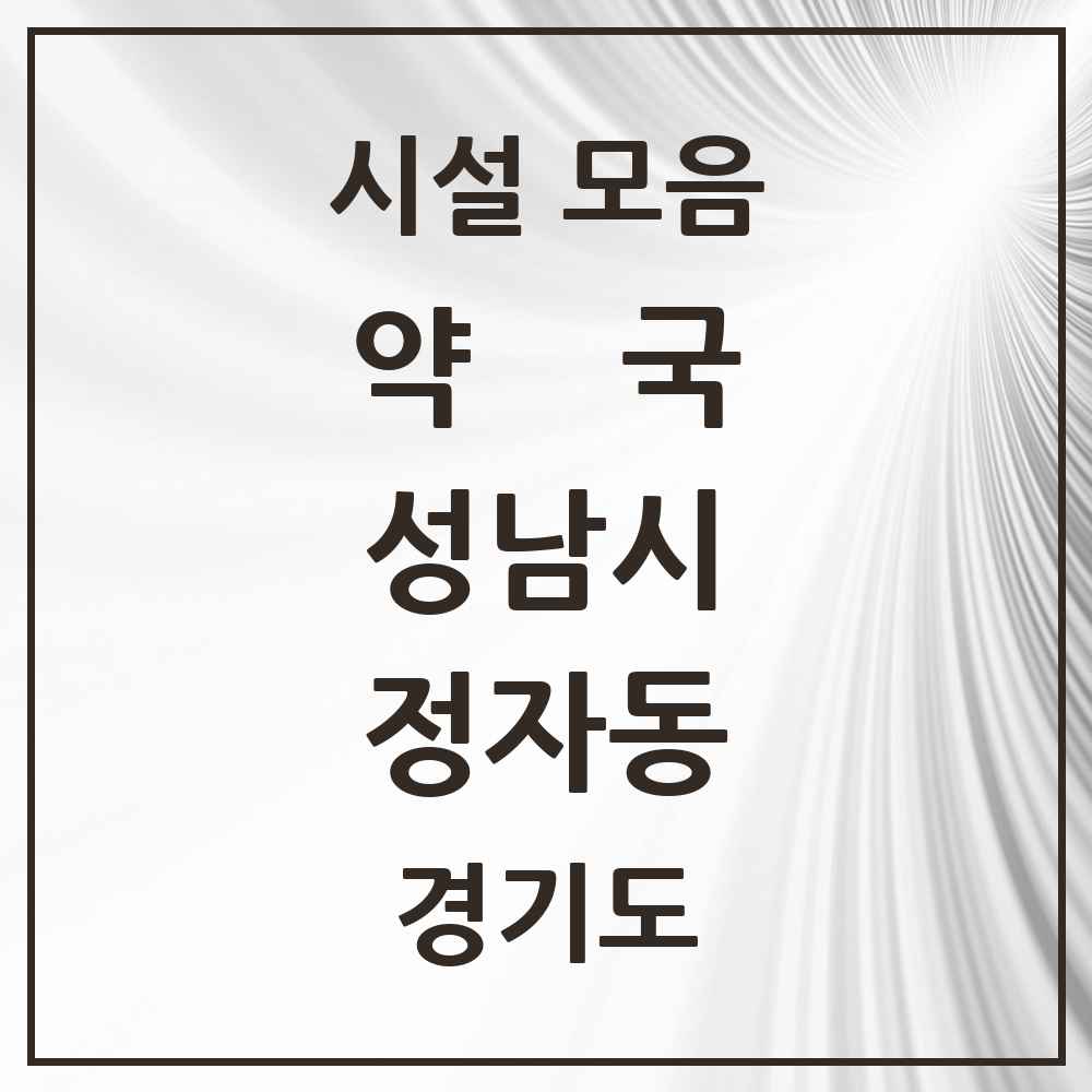 2025 경기도 성남시 정자동 약국 목록 42곳