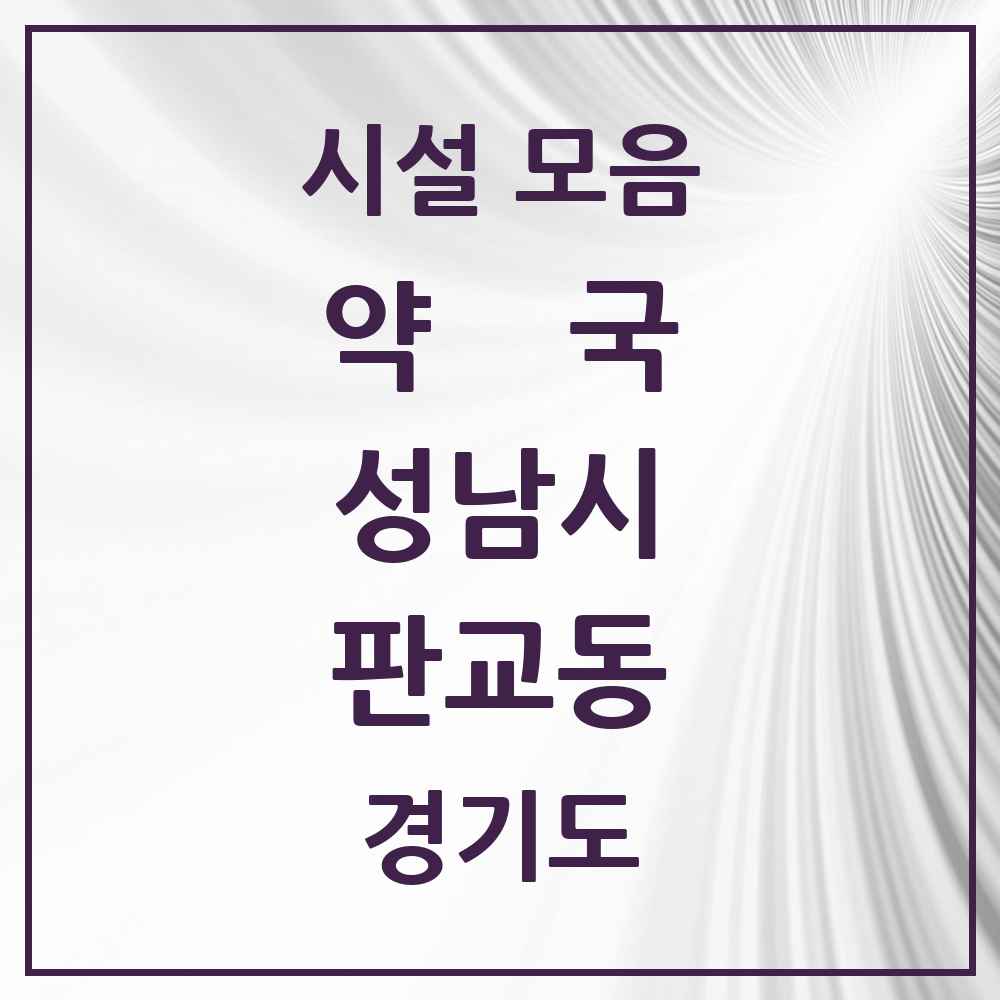 2025 경기도 성남시 판교동 약국 목록 8곳