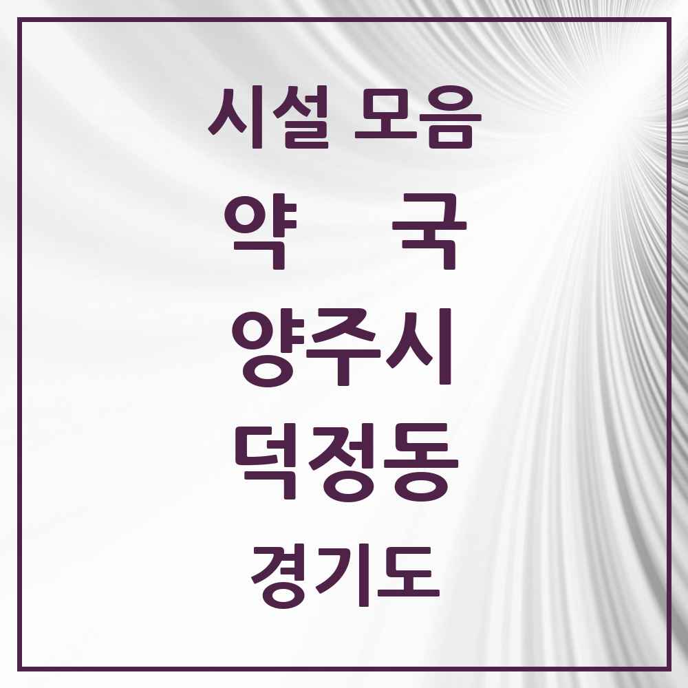 2025 경기도 양주시 덕정동 약국 목록 15곳
