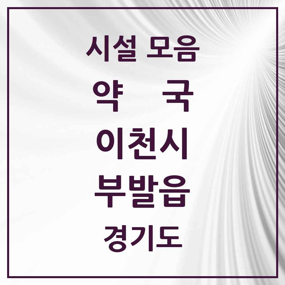 2025 경기도 이천시 부발읍 약국 목록 13곳