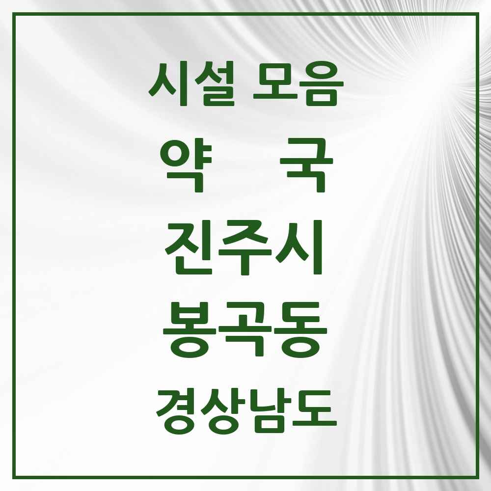 2025 경상남도 진주시 봉곡동 약국 목록 6곳