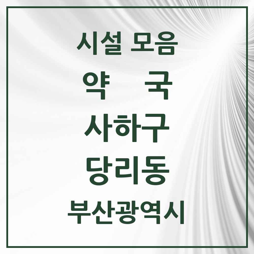 2025 부산광역시 사하구 당리동 약국 목록 20곳