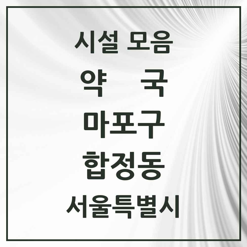 2025 서울특별시 마포구 합정동 약국 목록 12곳