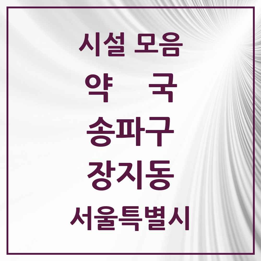 2025 서울특별시 송파구 장지동 약국 목록 8곳