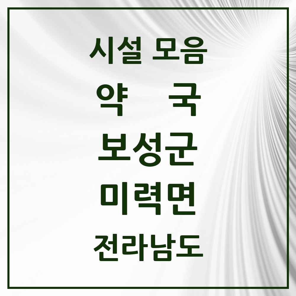 2025 전라남도 보성군 미력면 약국 목록 1곳