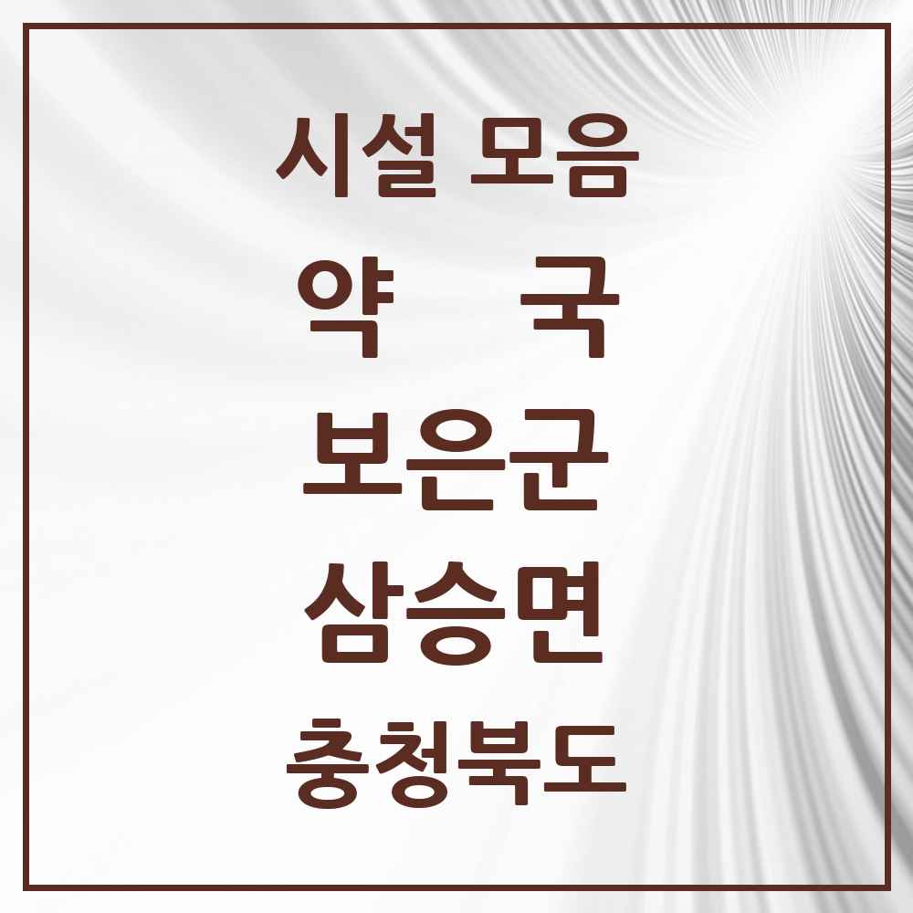 2025 충청북도 보은군 삼승면 약국 목록 1곳