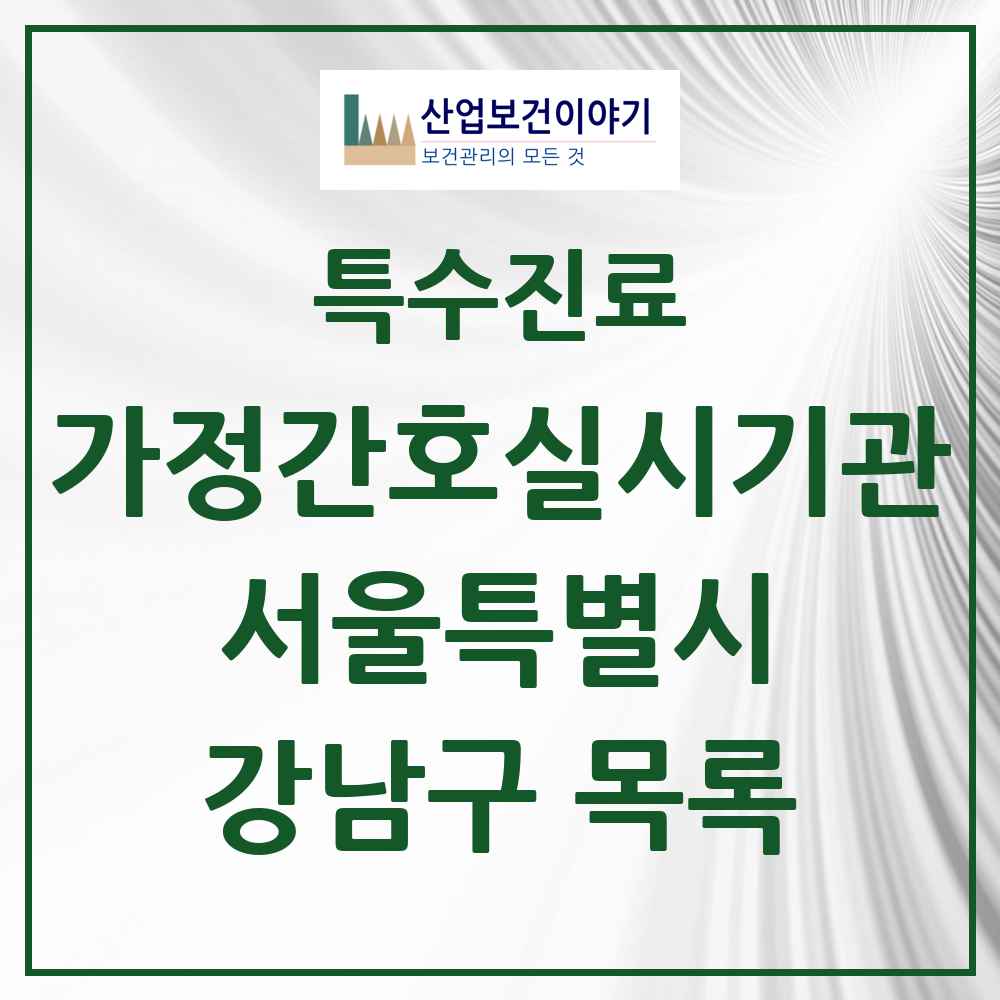 2025 서울특별시 강남구 가정간호 실시기관 의원·병원 목록 2곳