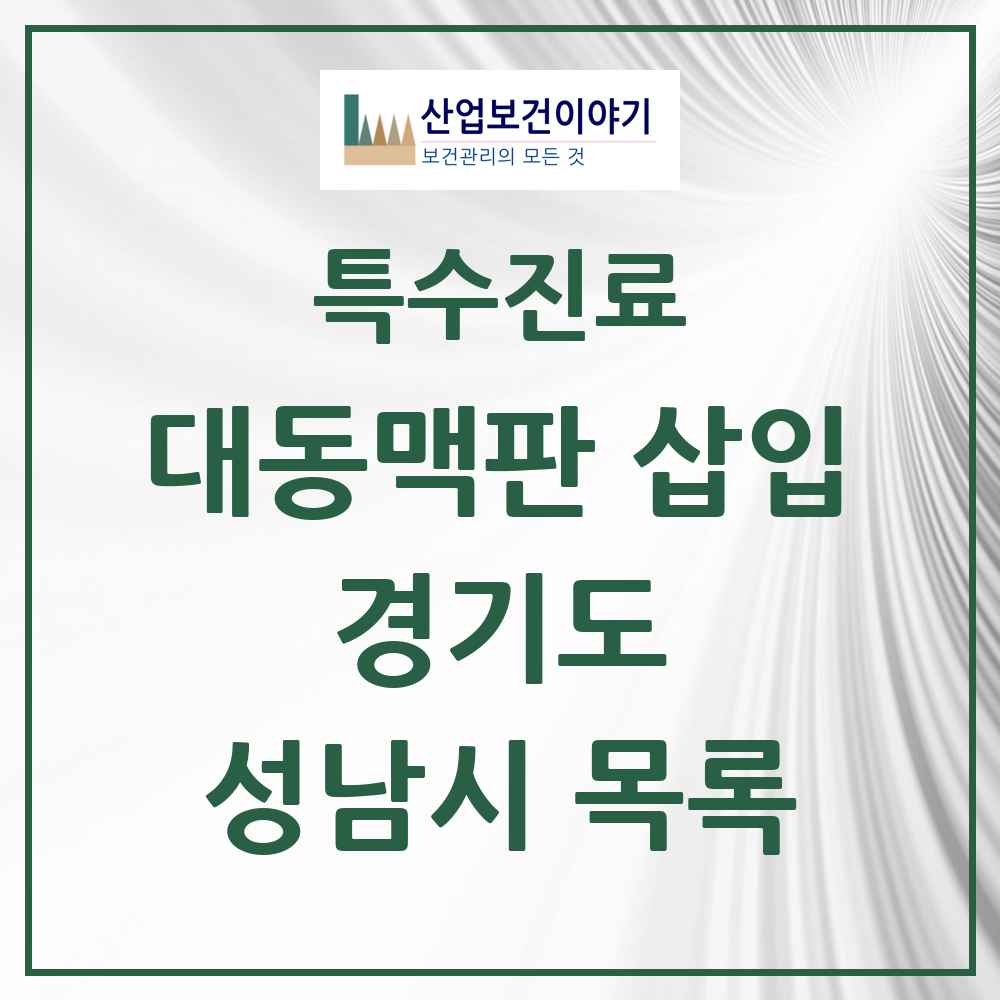2025 경기도 성남시 경피적 대동맥판삽입 TAVI 실시기관 의원·병원 목록 2곳