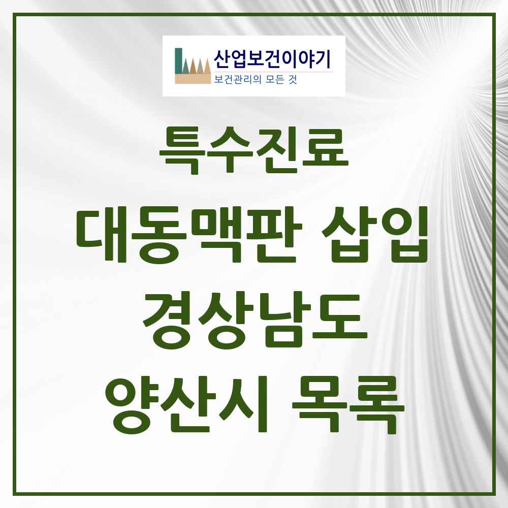 2025 경상남도 양산시 경피적 대동맥판삽입 TAVI 실시기관 의원·병원 목록 1곳