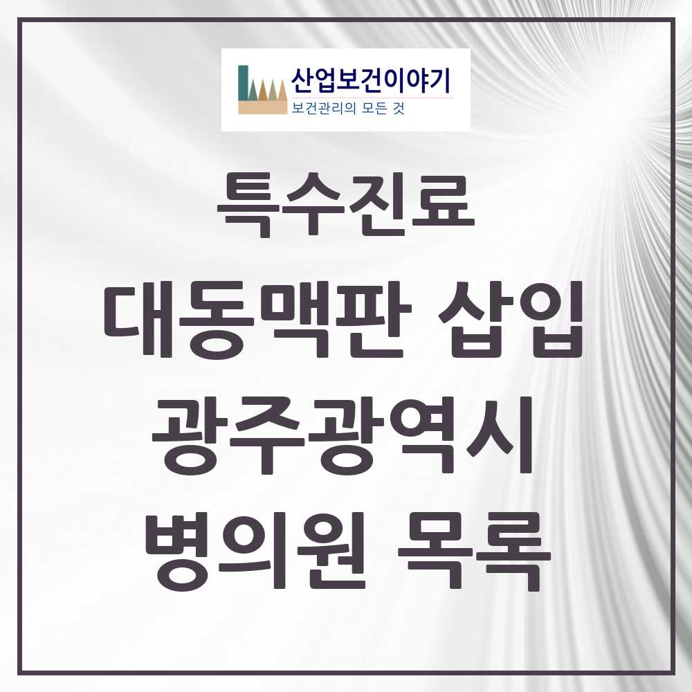 2025 광주광역시 경피적 대동맥판삽입 TAVI 실시기관 의원·병원 모음 1곳 | 시도별 추천 리스트 | 특수진료