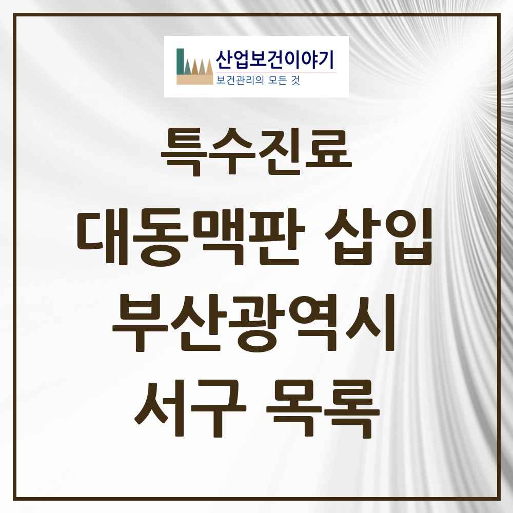 2025 부산광역시 서구 경피적 대동맥판삽입 TAVI 실시기관 의원·병원 목록 3곳
