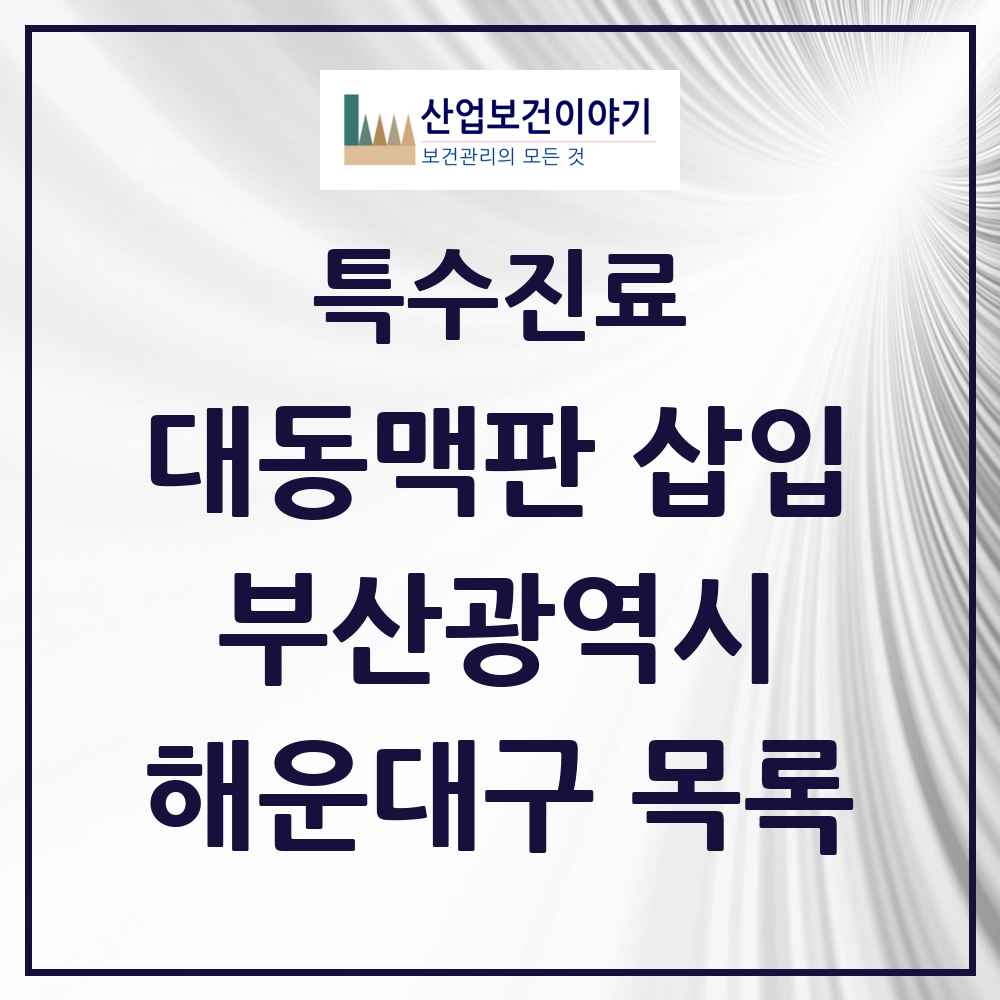 2025 부산광역시 해운대구 경피적 대동맥판삽입 TAVI 실시기관 의원·병원 목록 1곳