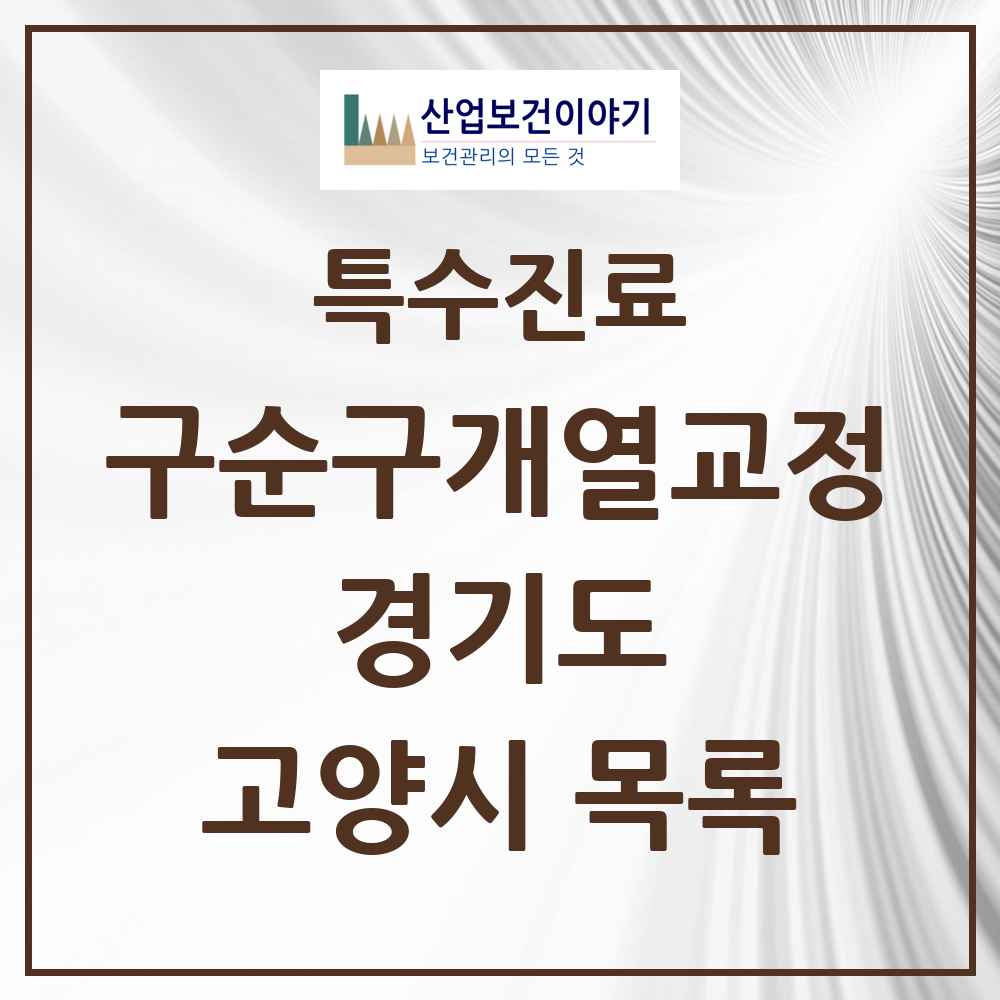2025 경기도 고양시 구순구개열 등 치과교정 및 악정형 치료 실시기관 의원·병원 목록 2곳