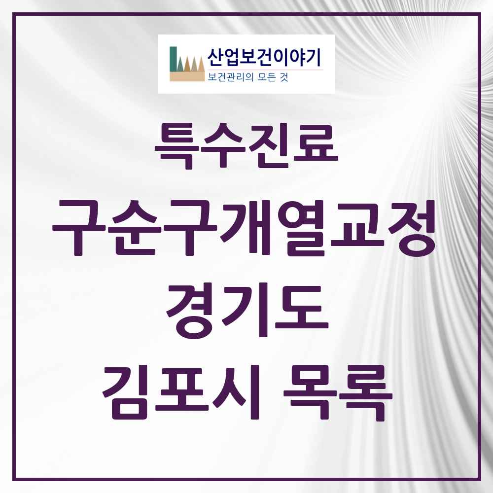 2025 경기도 김포시 구순구개열 등 치과교정 및 악정형 치료 실시기관 의원·병원 목록 2곳