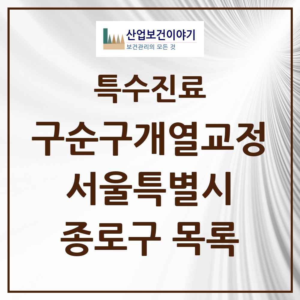 2025 서울특별시 종로구 구순구개열 등 치과교정 및 악정형 치료 실시기관 의원·병원 목록 1곳
