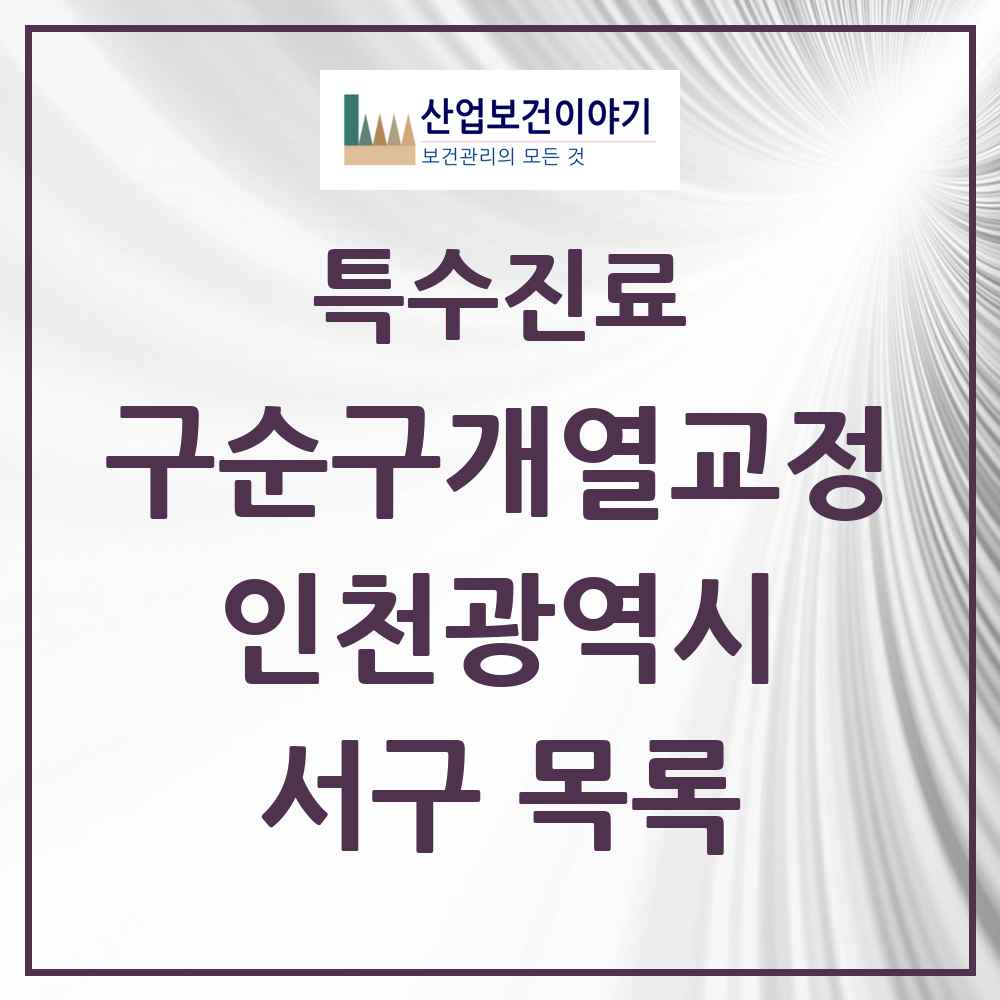 2025 인천광역시 서구 구순구개열 등 치과교정 및 악정형 치료 실시기관 의원·병원 목록 1곳