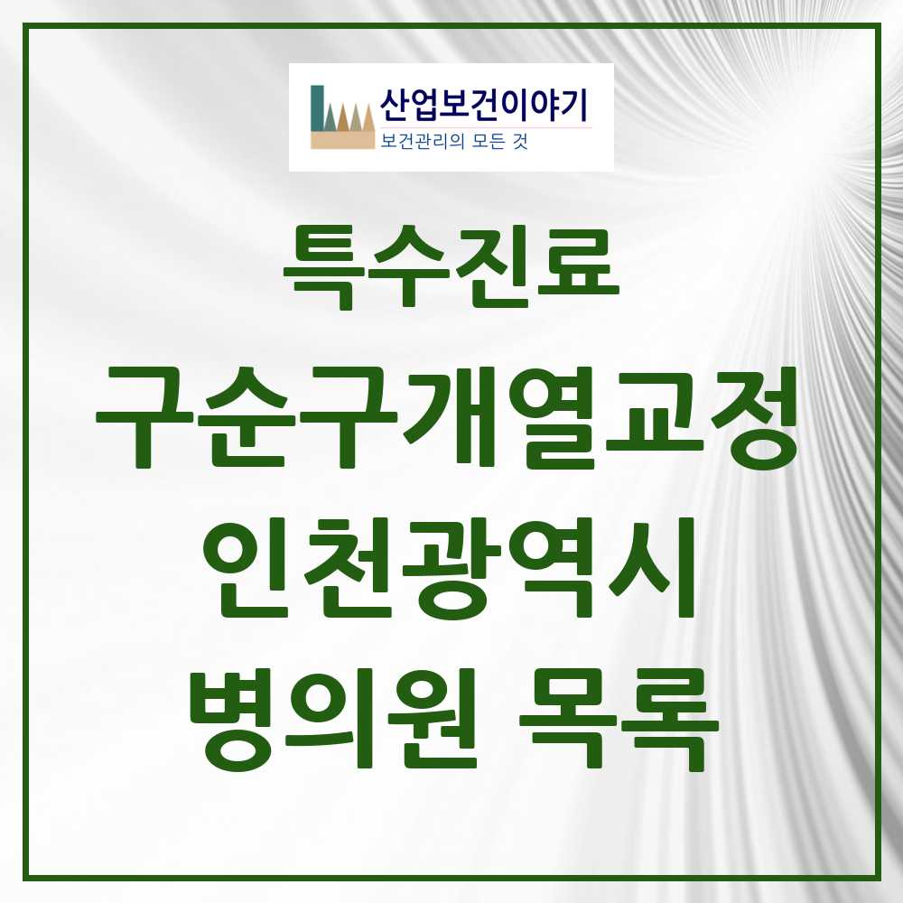 2025 인천광역시 구순구개열 등 치과교정 및 악정형 치료 실시기관 의원·병원 목록 11곳
