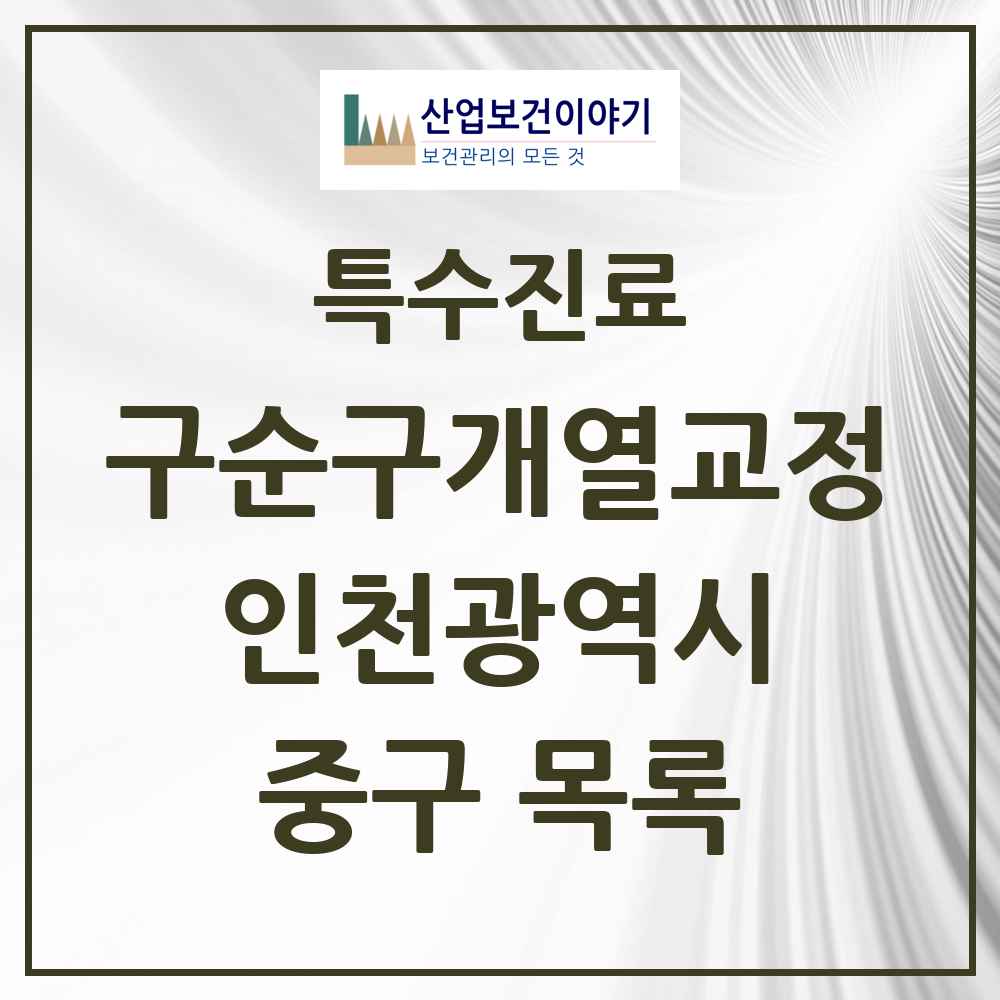 2025 인천광역시 중구 구순구개열 등 치과교정 및 악정형 치료 실시기관 의원·병원 목록 1곳