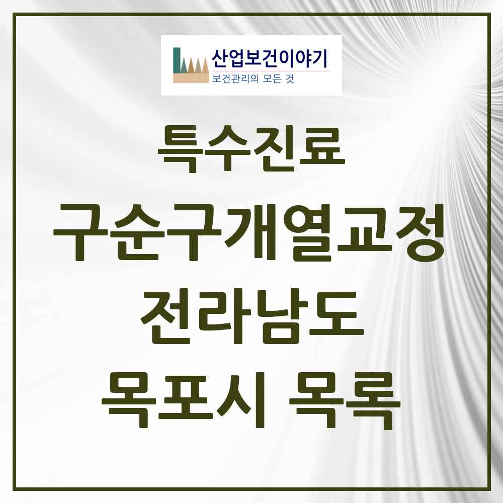 2025 전라남도 목포시 구순구개열 등 치과교정 및 악정형 치료 실시기관 의원·병원 목록 1곳