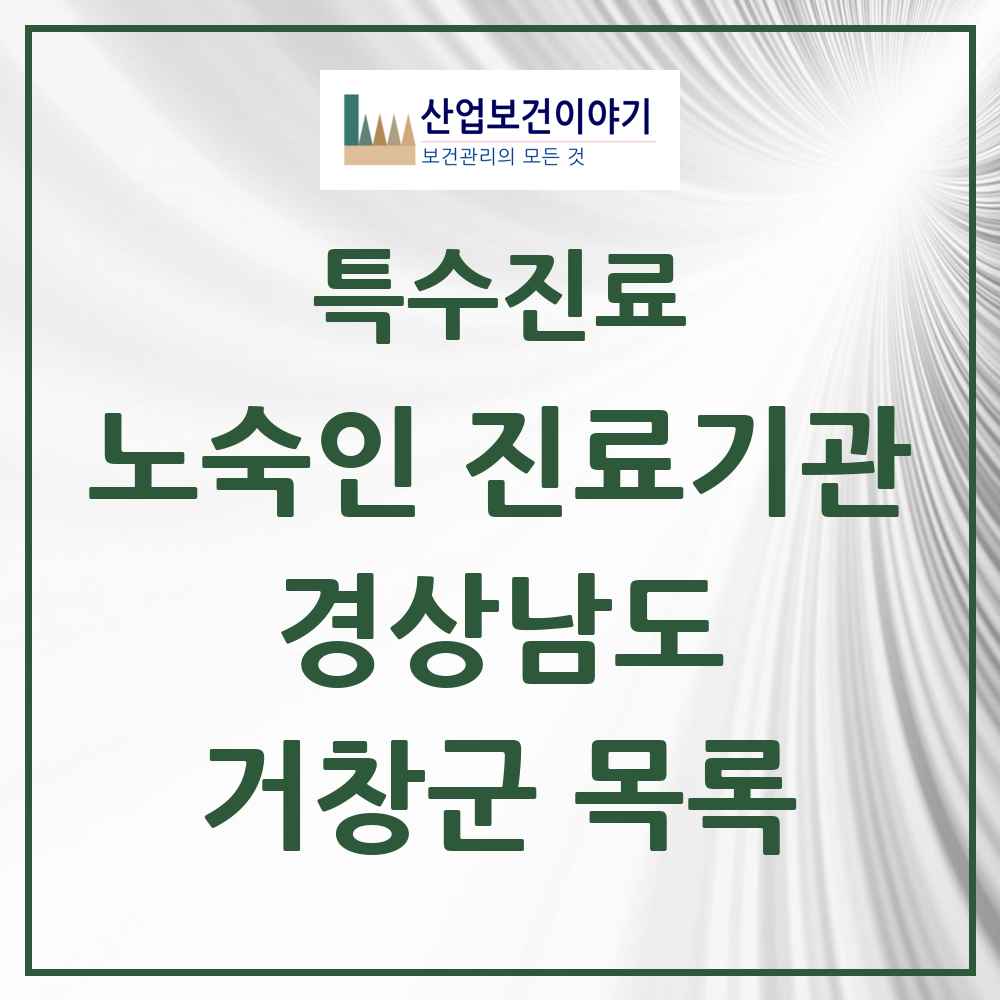 2025 경상남도 거창군 노숙인 진료기관 의원·병원 목록 1곳