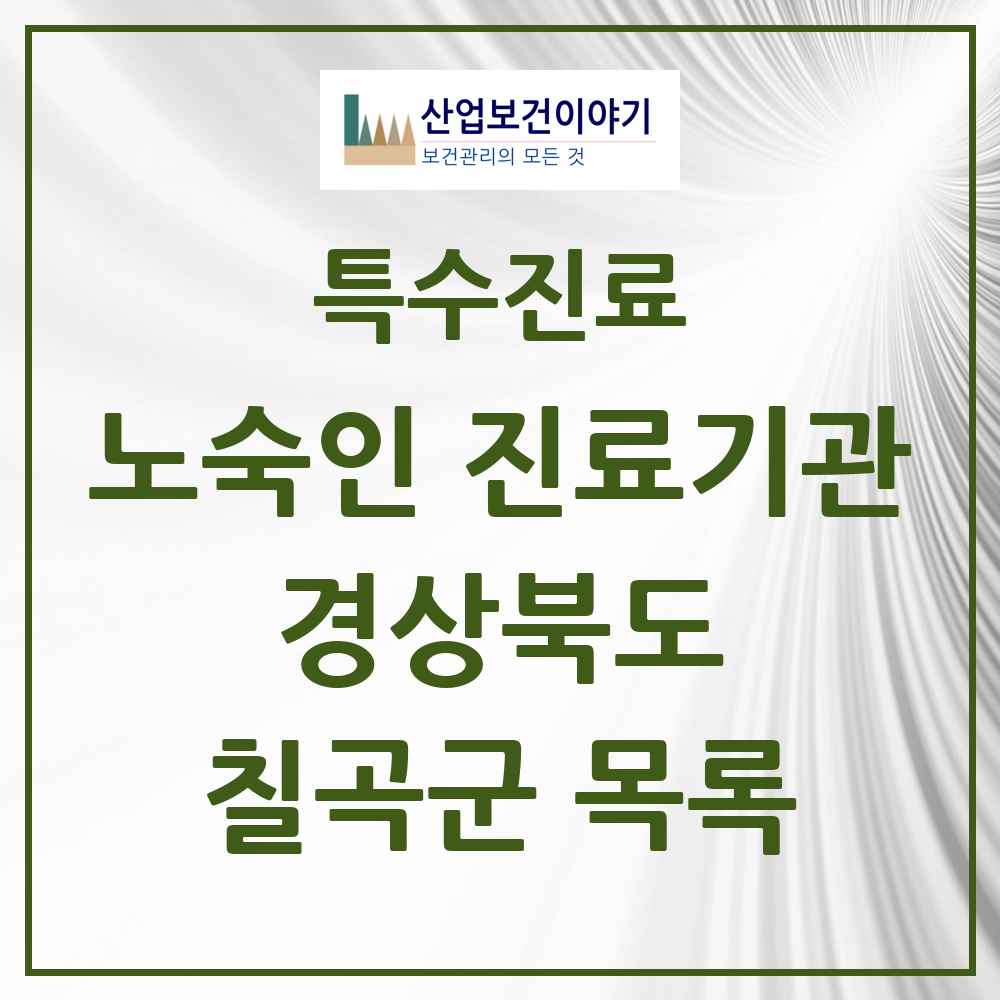 2025 경상북도 칠곡군 노숙인 진료기관 의원·병원 목록 1곳